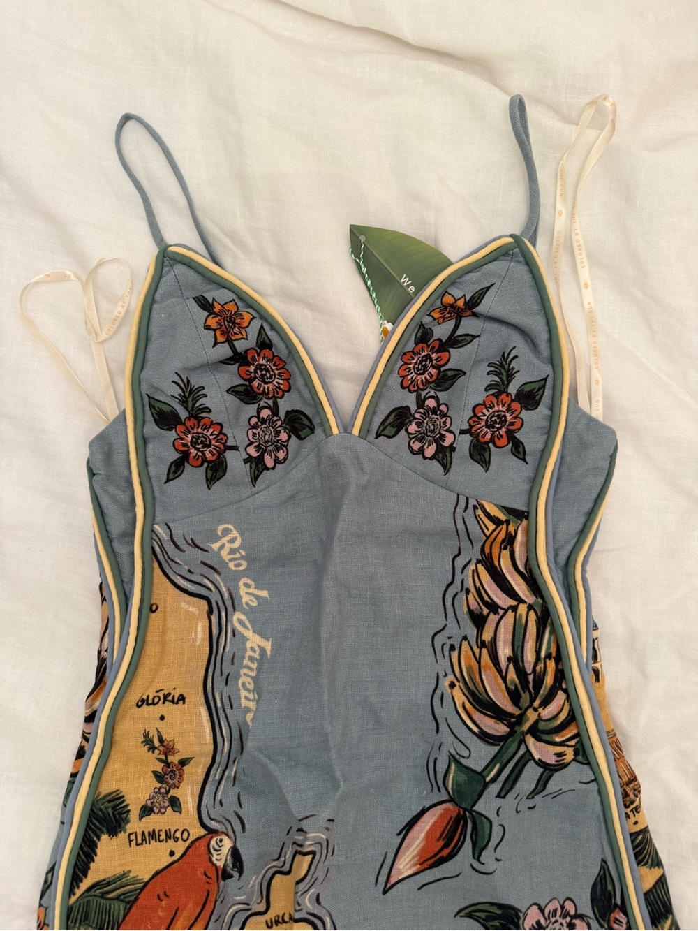 Farm Rio Blue Beaches Path Ballon Mini Dress - Picture 4 of 8